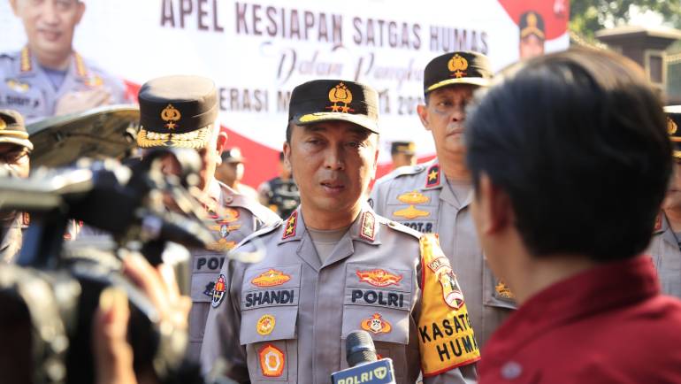 Humas Polri Gelar Pasukan Kesiapan Satgas Humas Dalam Pengamanan Pemilu 2024